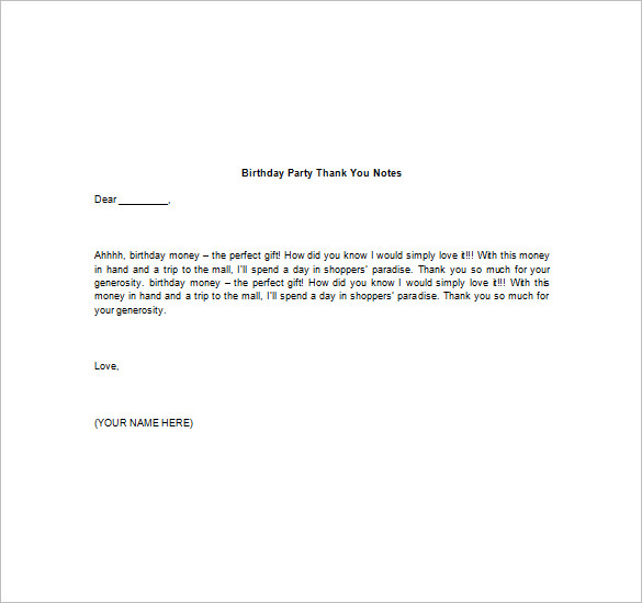 Birthday Thank You Note – 6+ Free Word, Excel, PDF Format Download