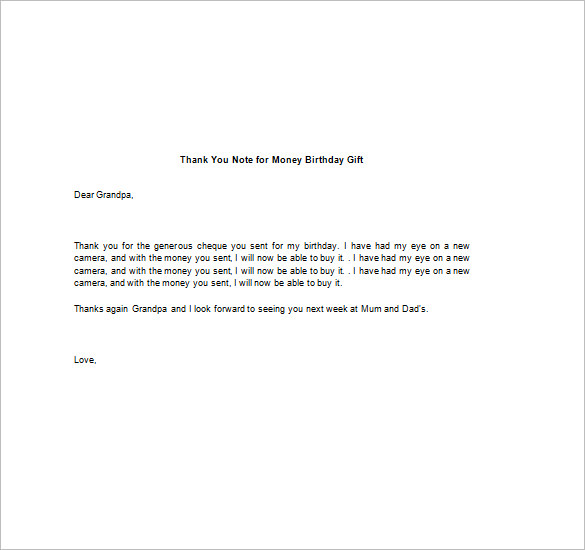 Thank You Note For Money 8 Free Word Excel PDF Format Download