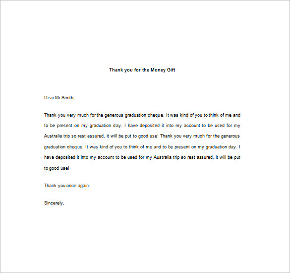 Thank You Note For Money – 8+ Free Word, Excel, PDF Format Download