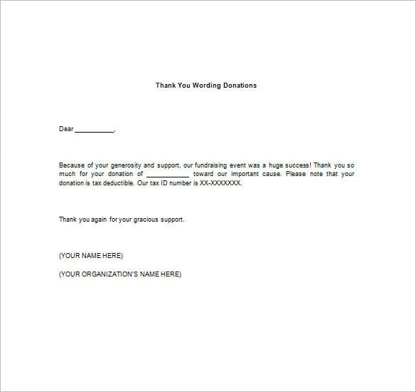 Thank You Notes For Donation 8+ Free Word, Excel, PDF Format Download