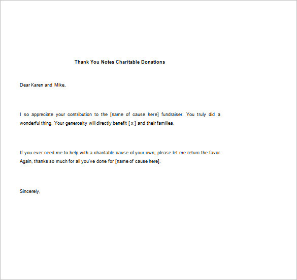 Thank You Notes For Donation 8+ Free Word, Excel, PDF Format Download