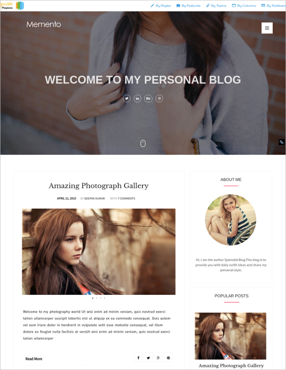 memento creative blogger template