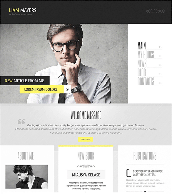 writers personal page wordpress php template