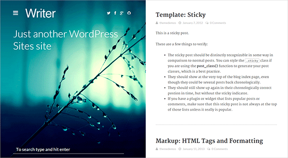 writer bold wordpress blog template