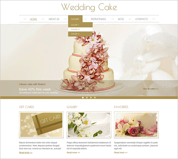 cream wedding cake joomla template