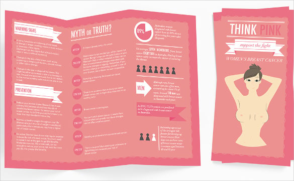 typography breast cancer brochure template download