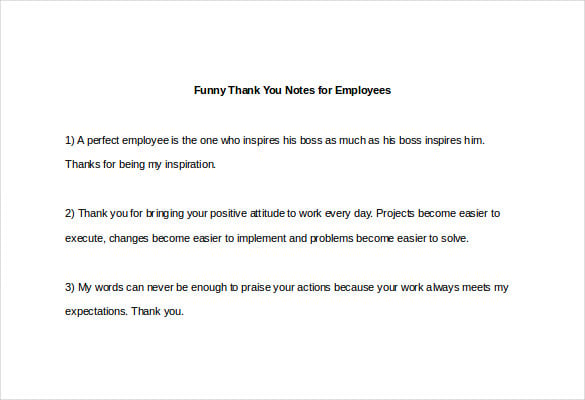 funny thank you notes for employees