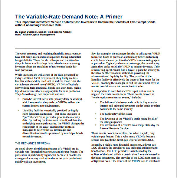 variable rate demand note free pdf download