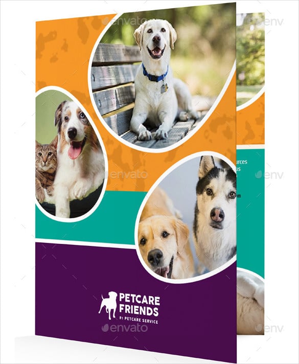 pet care bifold halffold brochure template illustrator