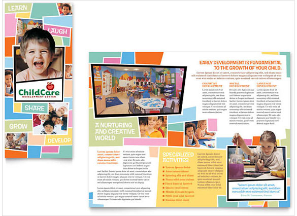 preschool kids day care brochure template