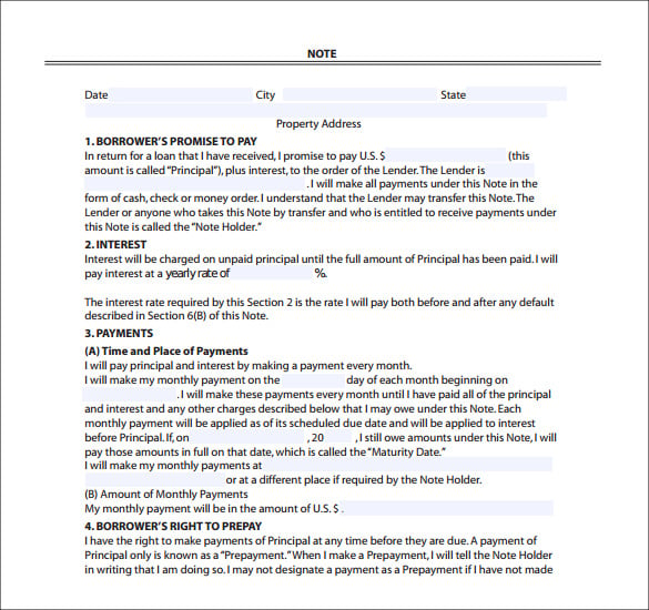 private mortgage note free pdf template