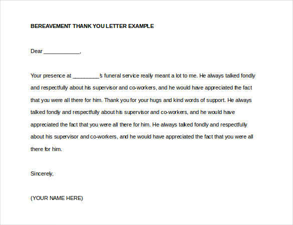 Bereavement Thank You Note 8 Free Word Excel PDF Format Download