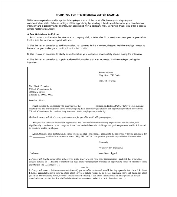 8+ Thank You Note After Interview Free Sample, Example, Format Download!