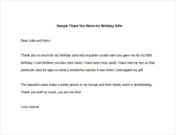 How to write a birthday thank you letter