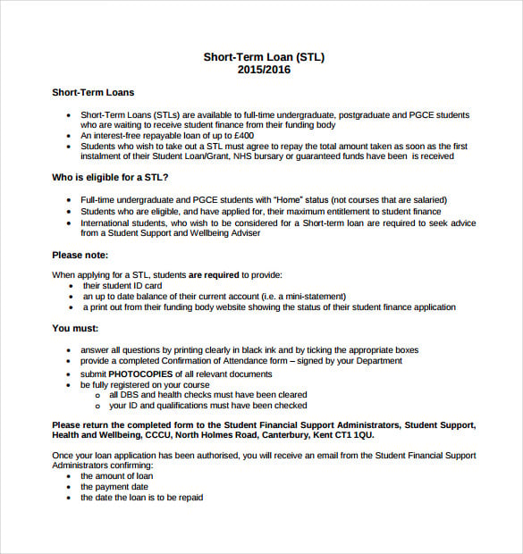 short term loan note pdf template free download