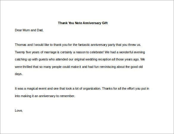 thank you note anniversary gift