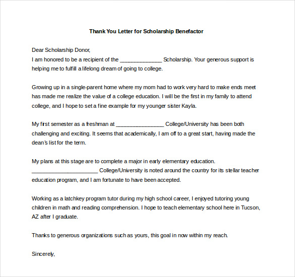 9+ Thank You Notes For Scholarship – Free Sample, Example, Format Download!