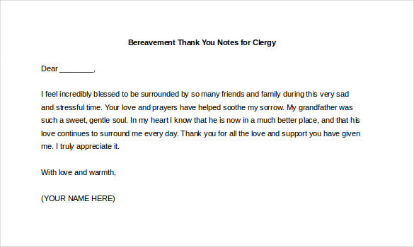 5+ Bereavement Thank You Notes - Free Sample, Example 