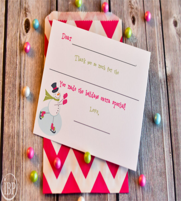 christmas fill in the blank thank you notes