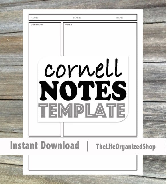 cornell notes example template download