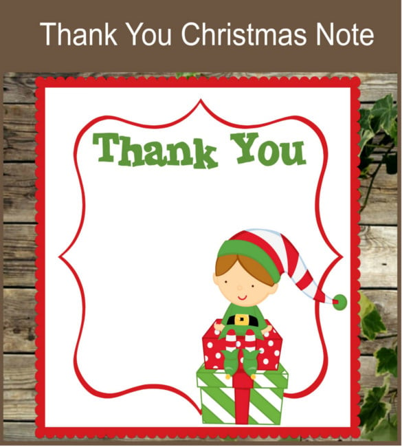 christmas thank you note editable word
