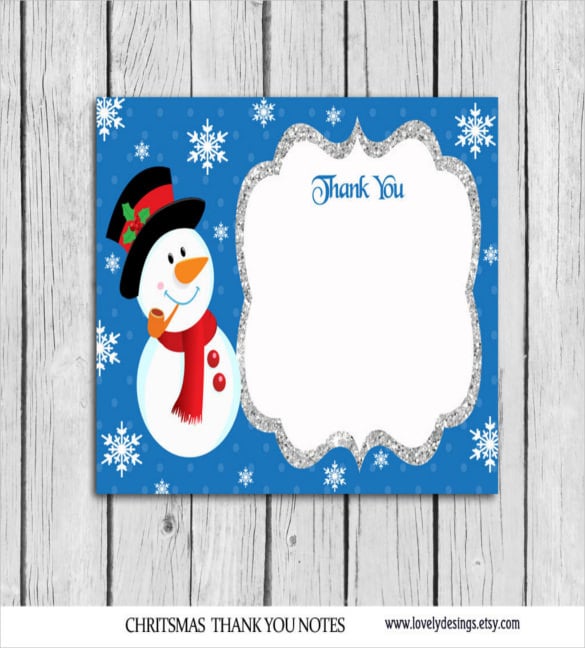 snowman christmas thank you note
