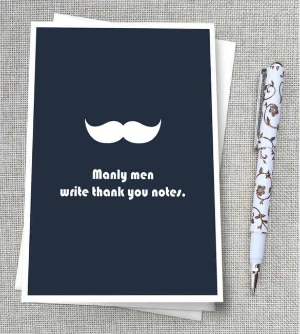 funny mustache thank you note
