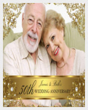 Gold Pearl 50th Wedding Anniversary Invitation Card