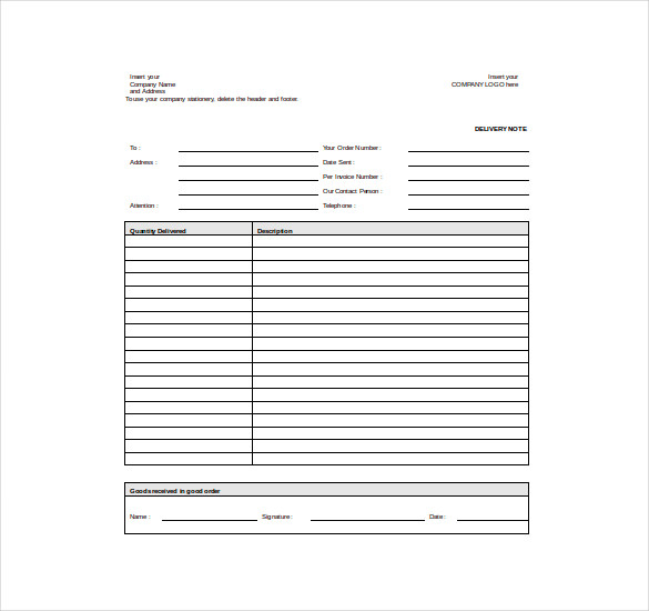 29 Delivery Note Templates In Google Docs Google Sheets MS Excel 