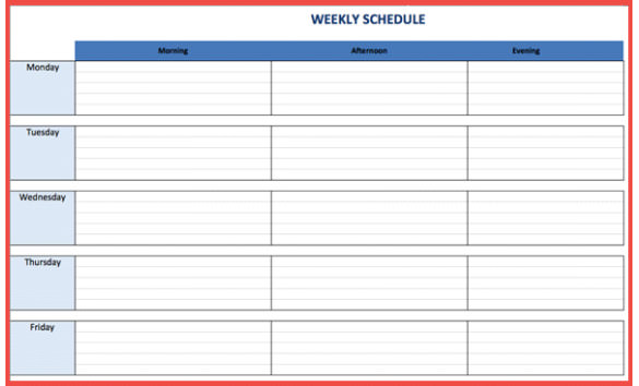 excel weekly schedule