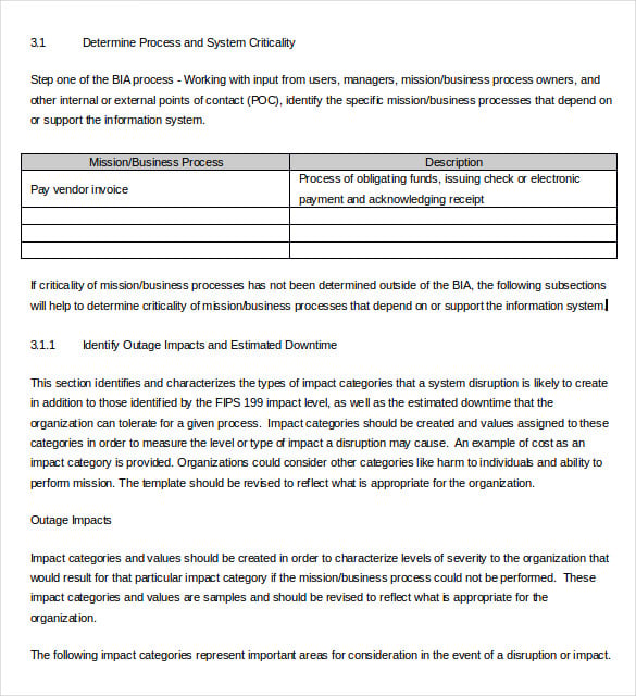 business impact analysis template word doc download