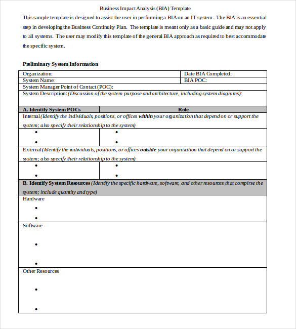 Business Impact Analysis Template - 12+ Word, PDF Format Download!