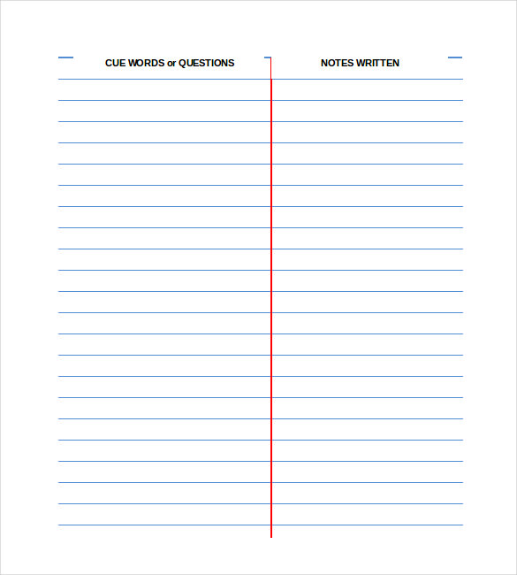 cornell note template doc