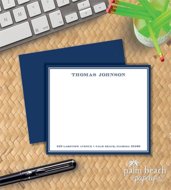 traditional personalized example note card download