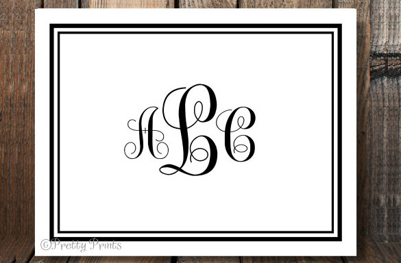monogrammed example note card template
