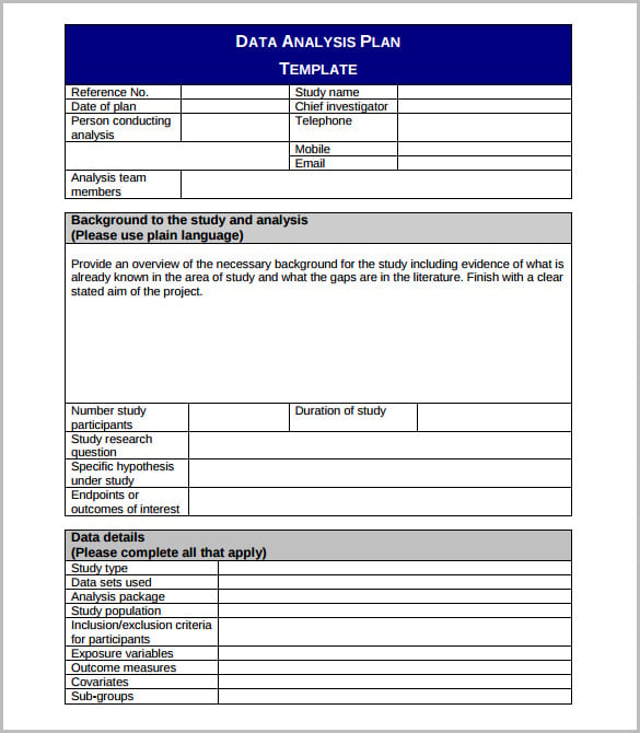 data analysis form template printable pdf