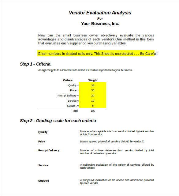 Vendor Evaluation Template Excel from images.template.net