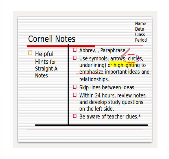 cornell notes powerpoint for high school students
