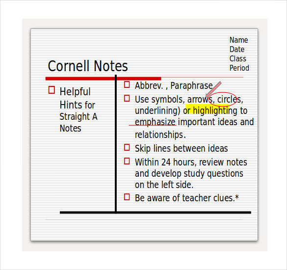 6  Cornell Notes PowerPoints Free Sample Example Format Download