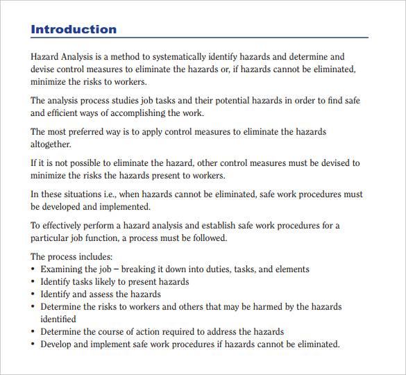 task hazard analysis template pdf download