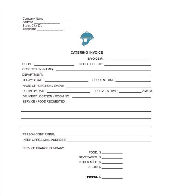 blank catering service invoice template