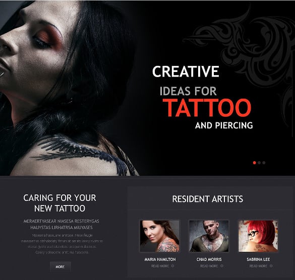 tattoo art salon wordpress bootstrap theme