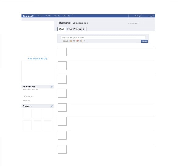 blank facebook page template