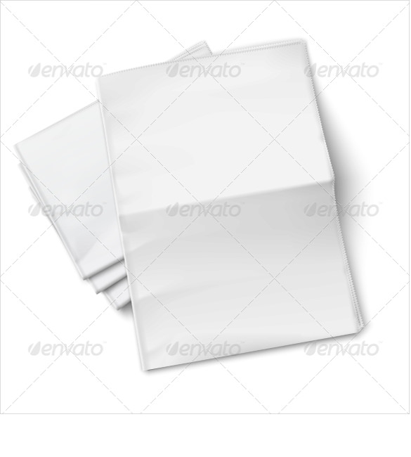 blank newspapers pile on white background