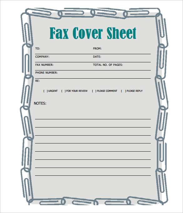 fax cover sheets printable free