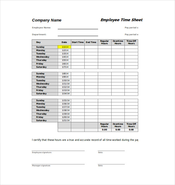 Timesheet Templates – 35+ Free Word, Excel, PDF Documents Download