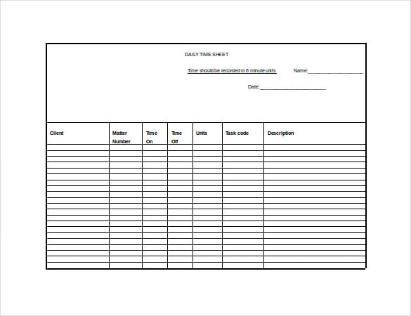 daily time sheet template word free download