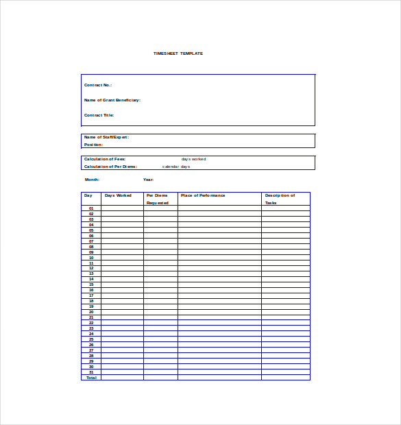 time sheet template word format free download