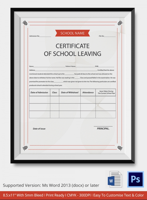 School Leaving Certificate Template