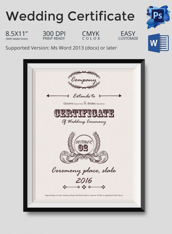 Wedding Cetrificate Template
